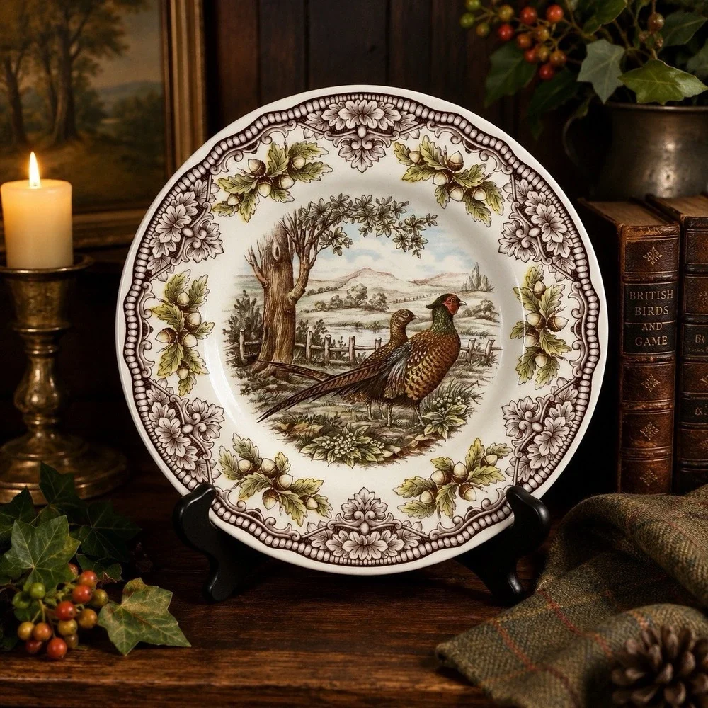Victorian English Pottery Edward Challinor Pheasant Dinner Plate 9